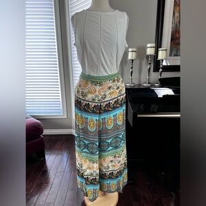 SISTERS All Over Print Multicolour Wide Leg Pants Size Large